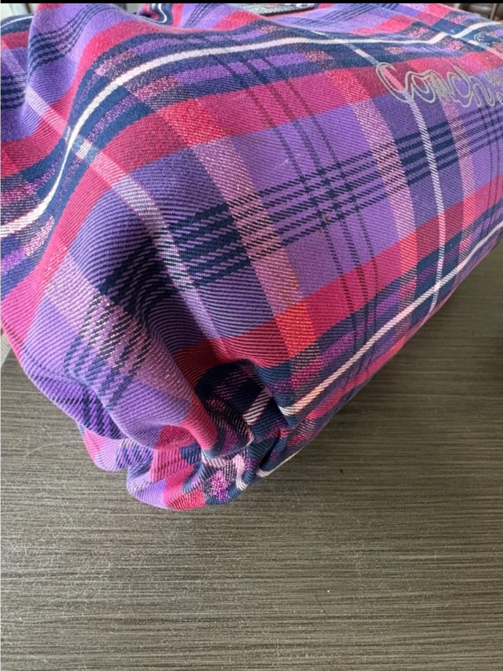 Coach 2pc 2010 Poppy Tartan Glam Tote + Wristlet (Purple) 15886 - Picture 11 of 16